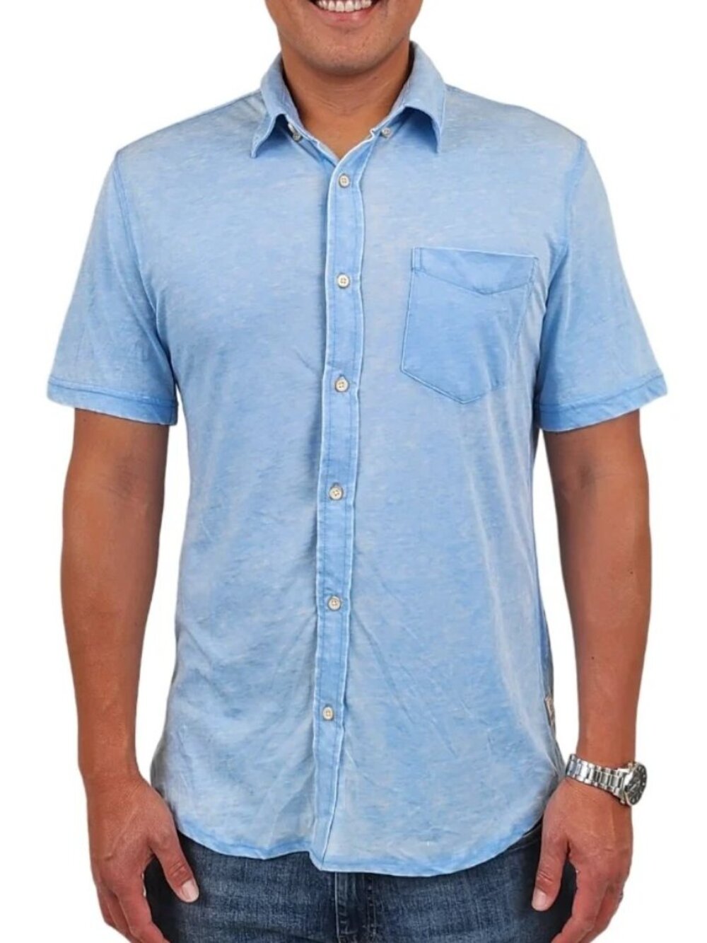 Surfside Supply Bright Blue Burnout Knit Short Sleeve Vintage Shirt